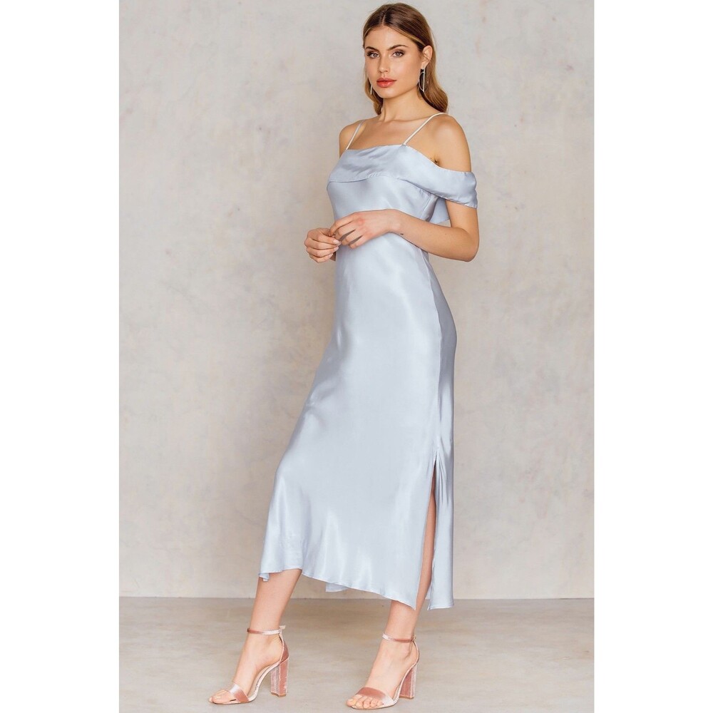 Bardot Dawn Light Blue Cold Shoulder Slip Dress